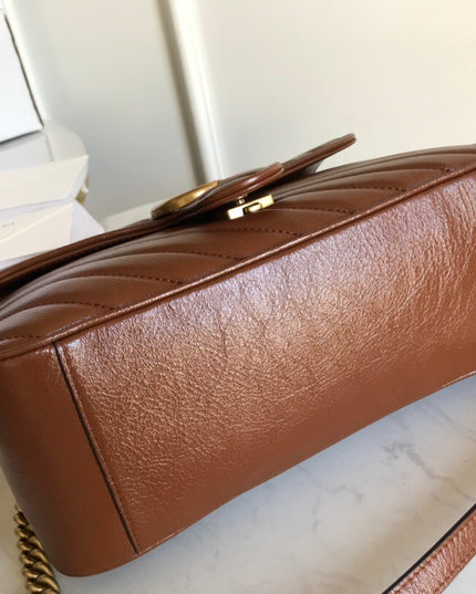 Gucci Marmont Small Top Handle Bag 498110 - Brown