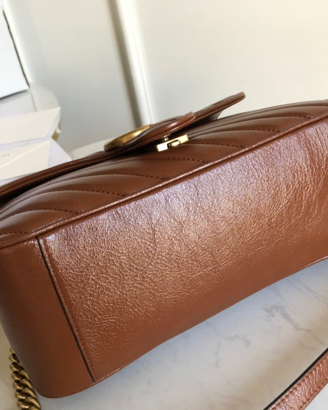 Gucci Marmont Small Top Handle Bag 498110 - Brown