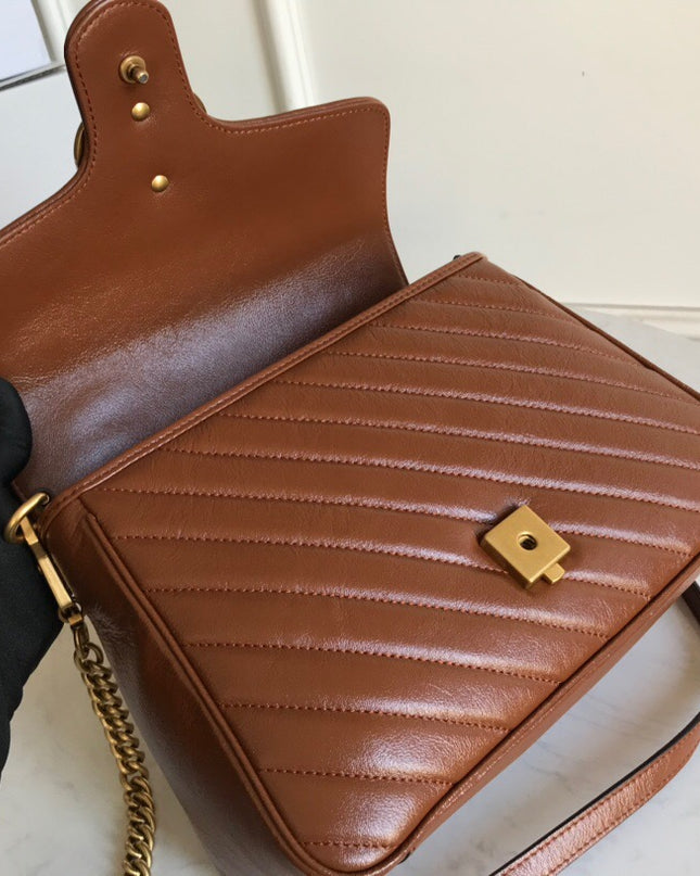 Gucci Marmont Small Top Handle Bag 498110 - Brown