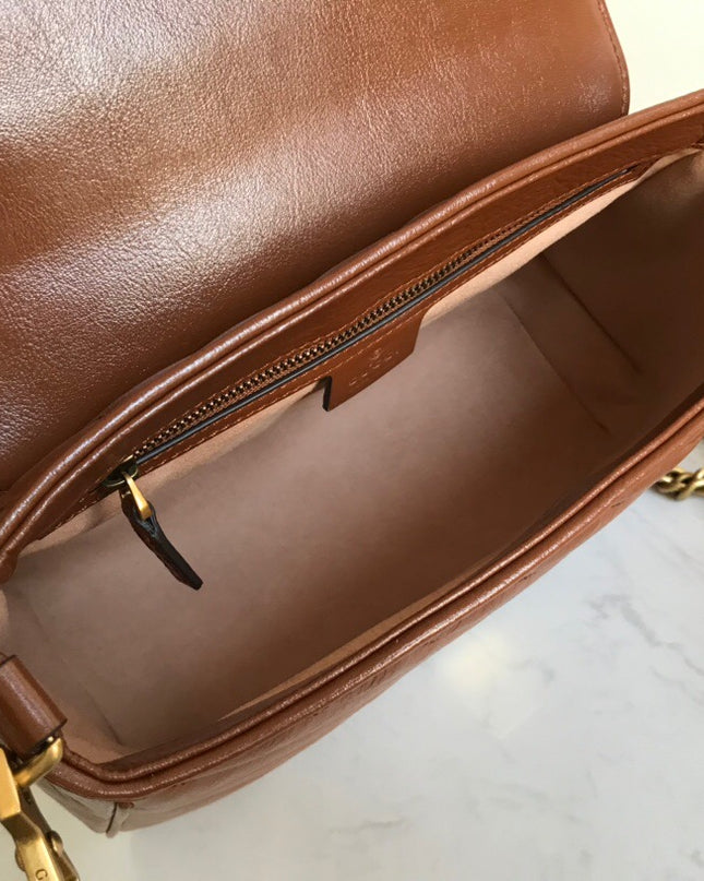 Gucci Marmont Small Top Handle Bag 498110 - Brown
