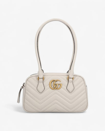 Gucci GG Marmont Small Top Handle Bag – White Matelassé Leather