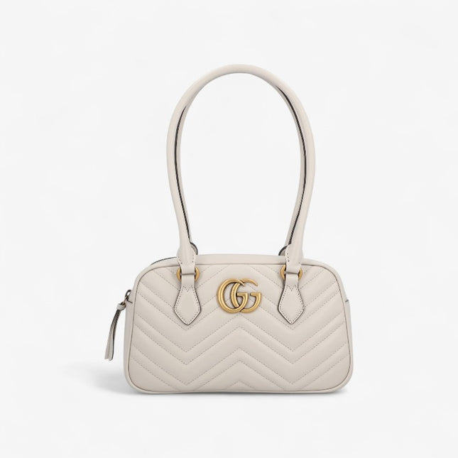 Gucci GG Marmont Small Top Handle Bag – White Matelassé Leather