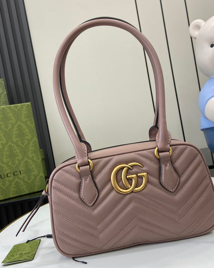 Gucci Marmont Small Top Handle Bag 795199 – Taupe Matelassé Leather