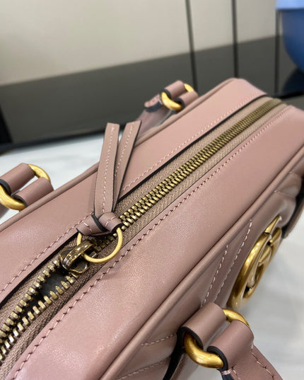 Gucci Marmont Small Top Handle Bag 795199 – Taupe Matelassé Leather