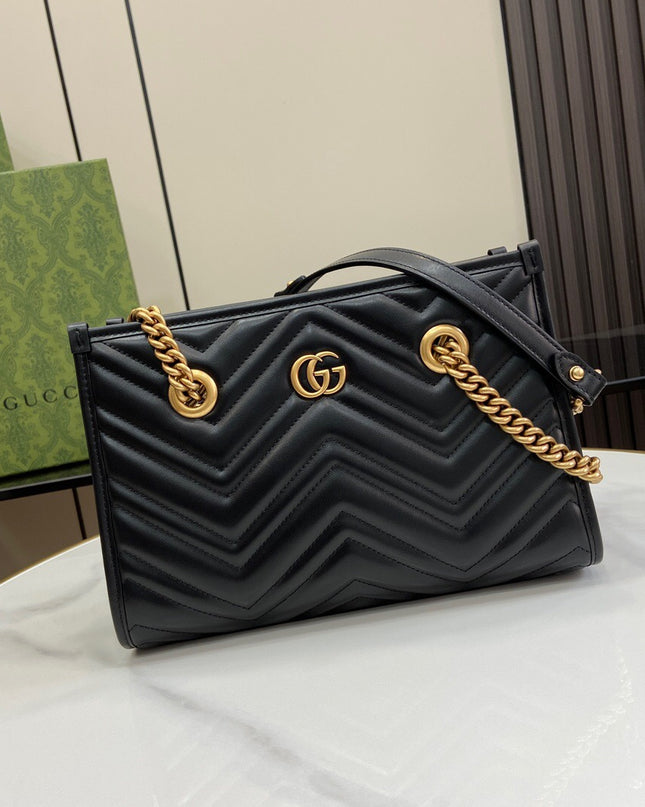 Gucci Marmont Small Tote 779727 - Black Leather