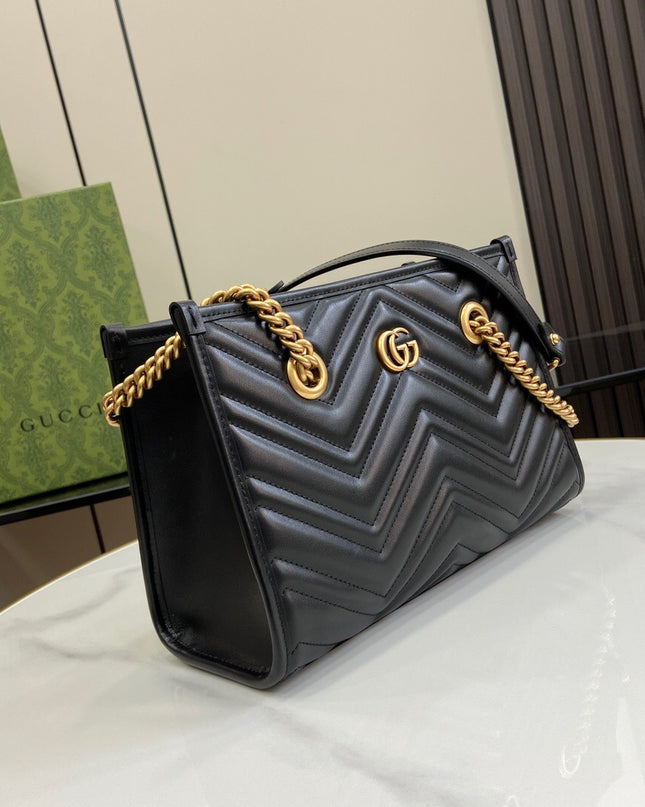 Gucci Marmont Small Tote 779727 - Black Leather