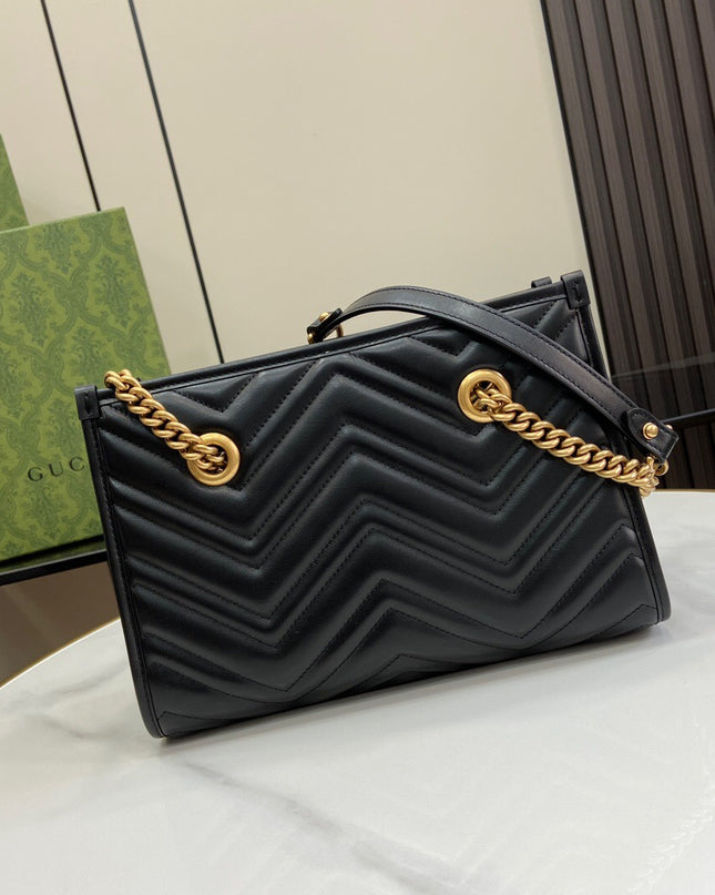 Gucci Marmont Small Tote 779727 - Black Leather