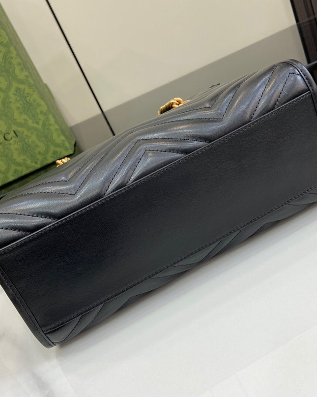 Gucci Marmont Small Tote 779727 - Black Leather