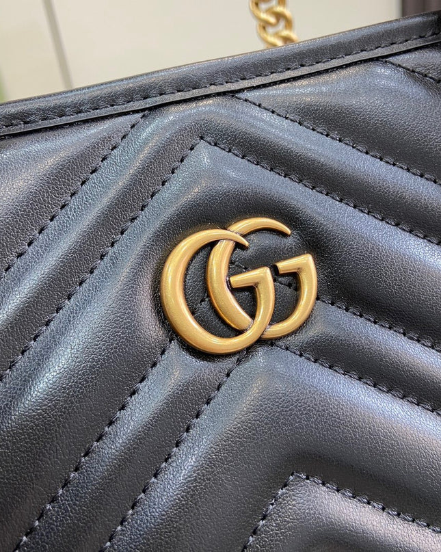 Gucci Marmont Small Tote 779727 - Black Leather