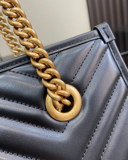 Gucci Marmont Small Tote 779727 - Black Leather