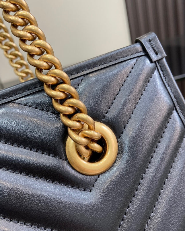 Gucci Marmont Small Tote 779727 - Black Leather