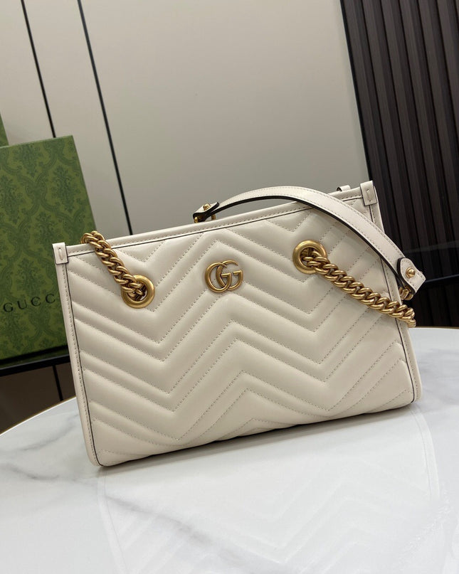 Gucci GG Marmont Small Tote Bag – Cream Matelassé Leather