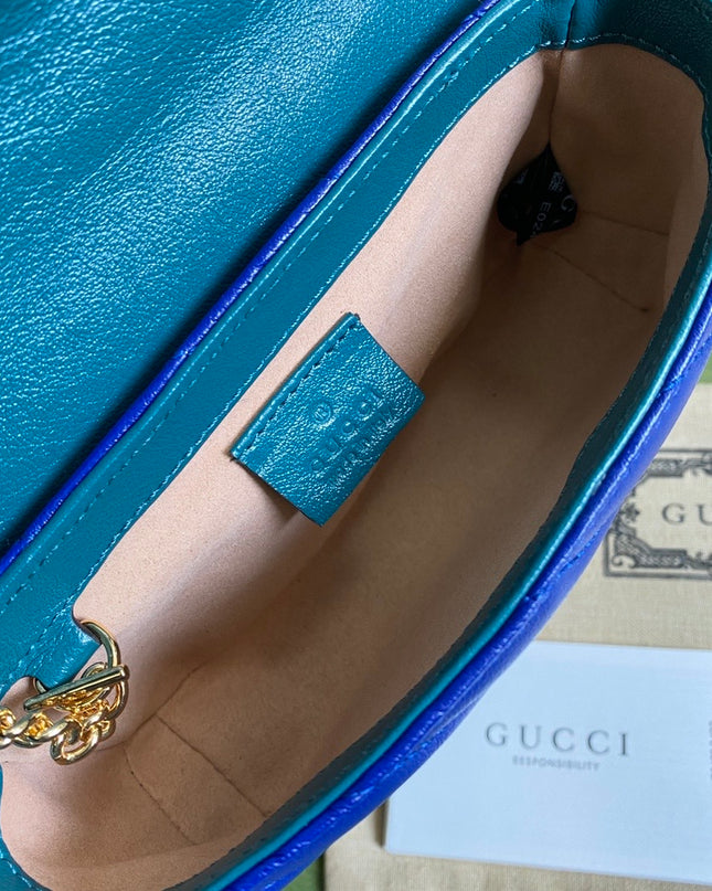 Gucci GG Marmont Mini Bag – Blue Matelassé with Crystal GG