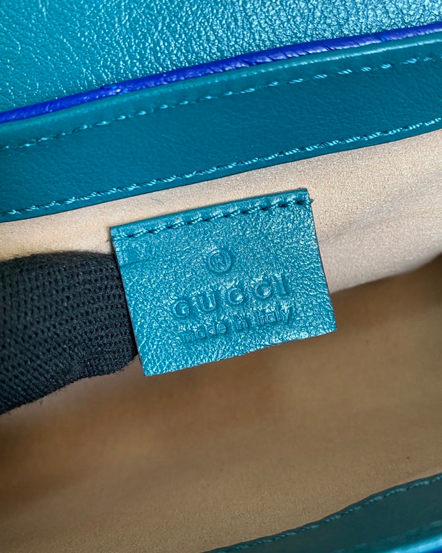 Gucci GG Marmont Mini Bag – Blue Matelassé with Crystal GG
