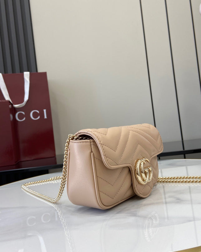 Gucci Marmont Super Mini Bag ‎476433 – Nude Beige Matelassé Leather
