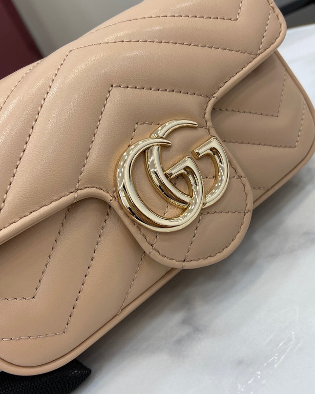 Gucci Marmont Super Mini Bag ‎476433 – Nude Beige Matelassé Leather