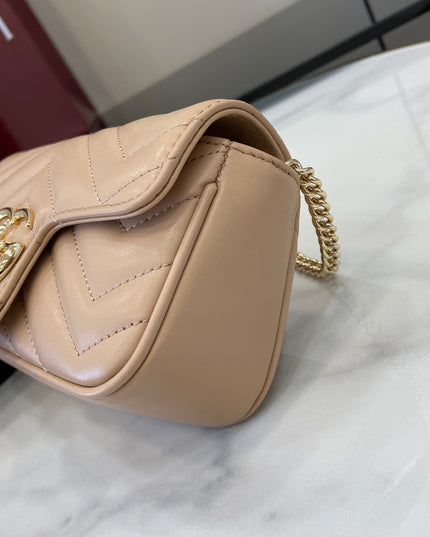 Gucci Marmont Super Mini Bag ‎476433 – Nude Beige Matelassé Leather