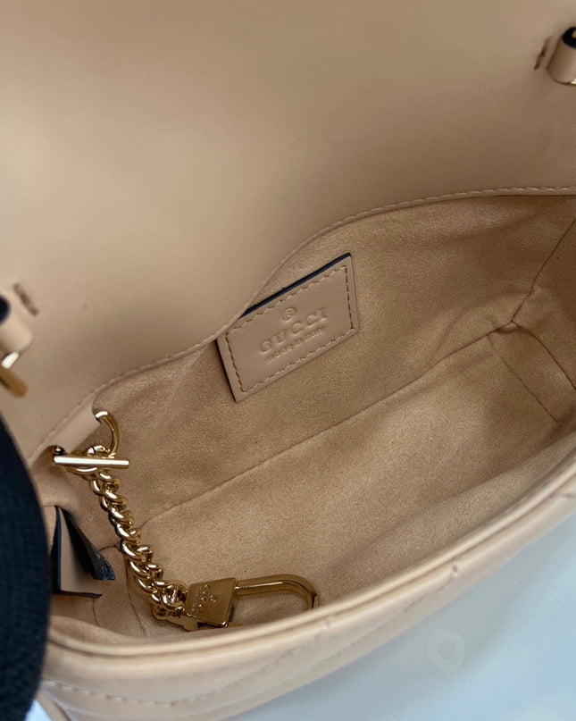Gucci Marmont Super Mini Bag ‎476433 – Nude Beige Matelassé Leather