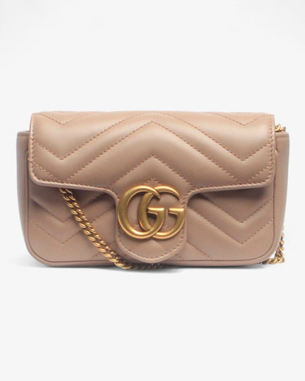 Gucci Marmont Super Mini Bag ‎476433 – Nude Beige Matelassé Leather