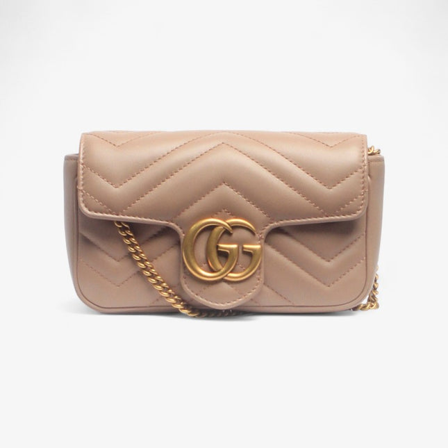 Gucci Marmont Super Mini Bag ‎476433 – Nude Beige Matelassé Leather
