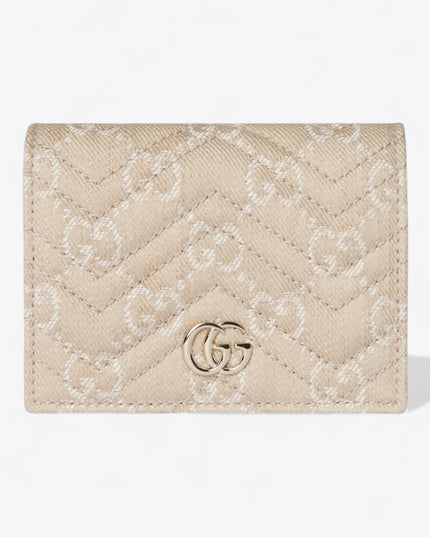 Gucci Marmont Taupe Chevron Denim Wallet