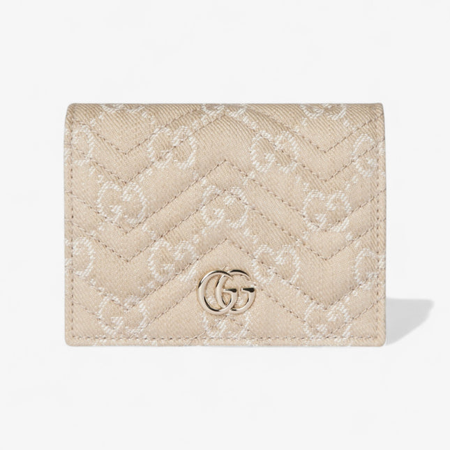 Gucci Marmont Taupe Chevron Denim Wallet