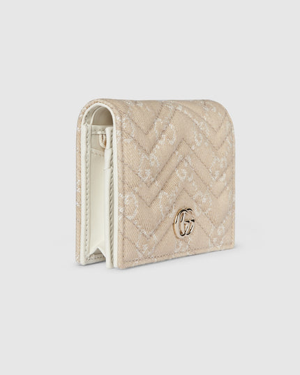 Gucci Marmont Taupe Chevron Denim Wallet