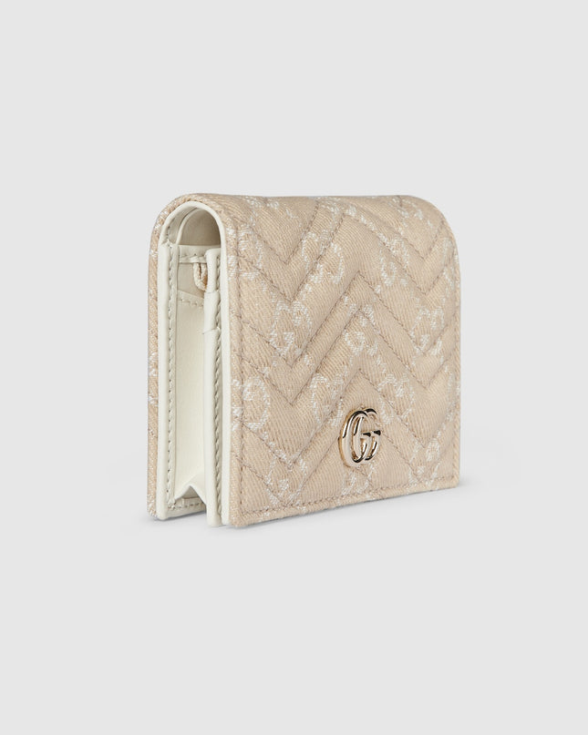 Gucci Marmont Taupe Chevron Denim Wallet