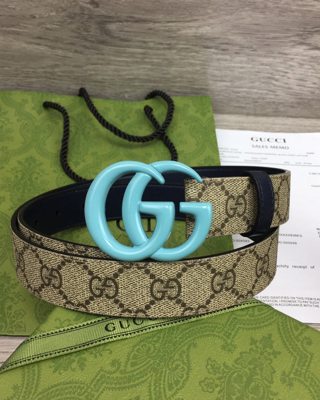 Gucci Marmont Thin Belt 414516 – Beige/Black