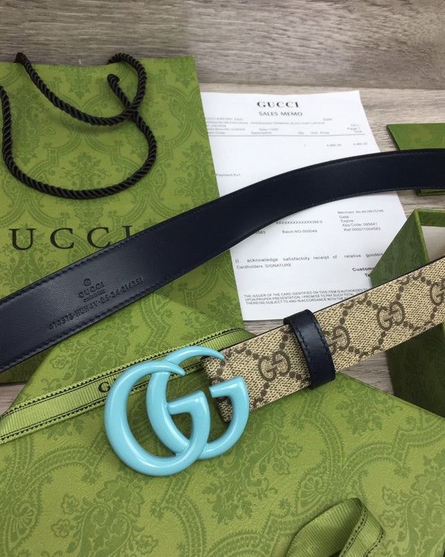 Gucci Marmont Thin Belt 414516 – Beige/Black