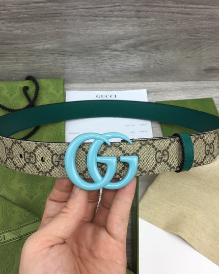 Gucci Marmont Thin Belt 414516 – Beige/Green