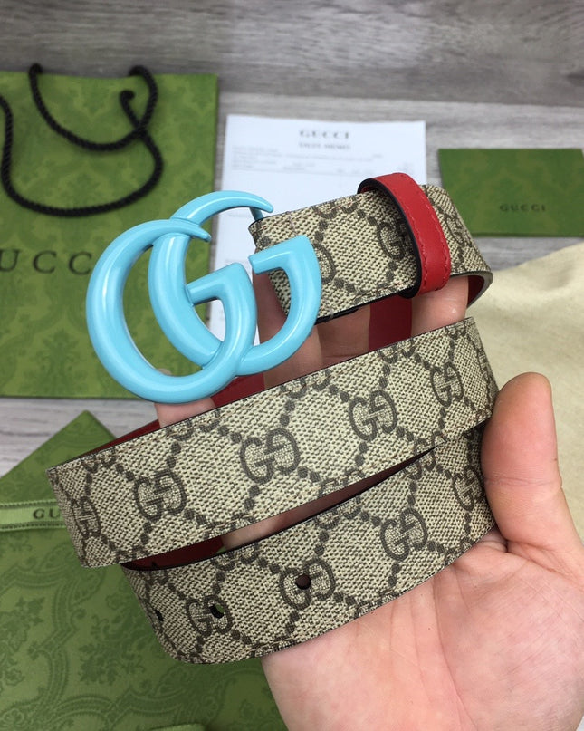 Gucci Marmont Thin Belt 414516 – Beige/Red