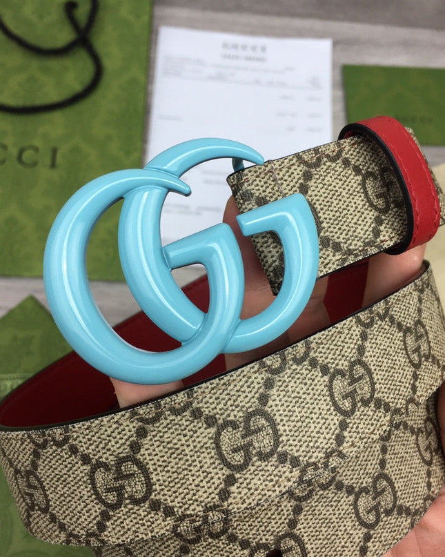 Gucci Marmont Thin Belt 414516 – Beige/Red