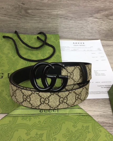Gucci Marmont Thin Belt 414516 – Black Monogram Buckle