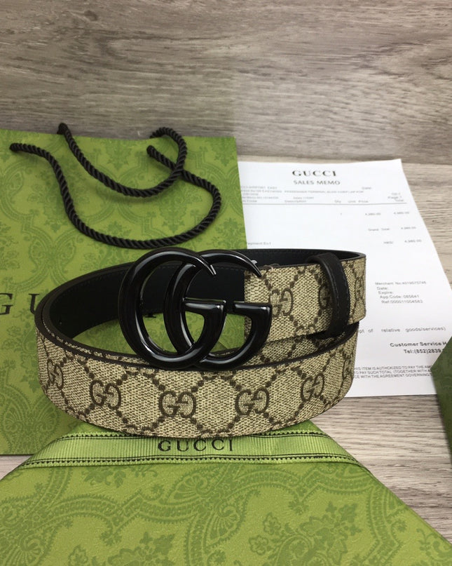 Gucci Marmont Thin Belt 414516 – Black Monogram Buckle