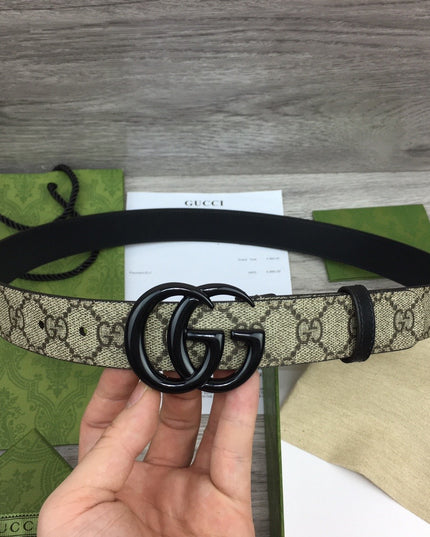 Gucci Marmont Thin Belt 414516 – Black Monogram Buckle