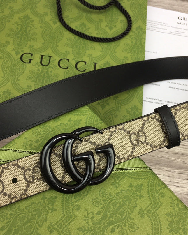 Gucci Marmont Thin Belt 414516 – Black Monogram Buckle
