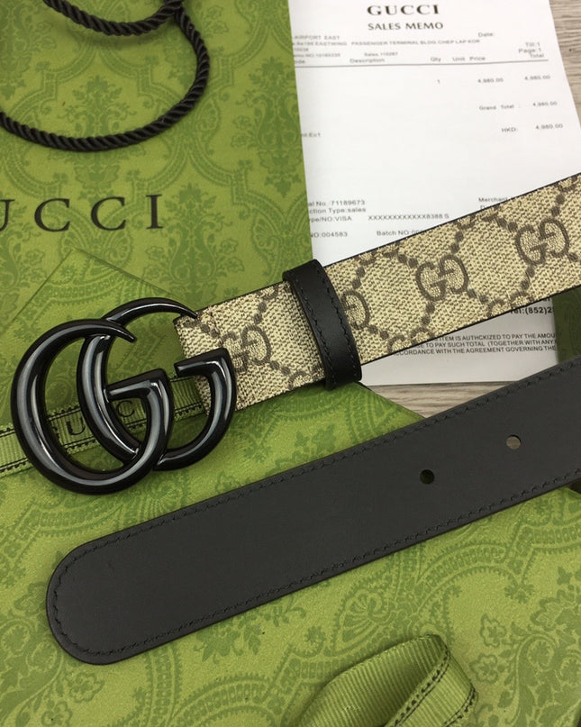 Gucci Marmont Thin Belt 414516 – Black Monogram Buckle