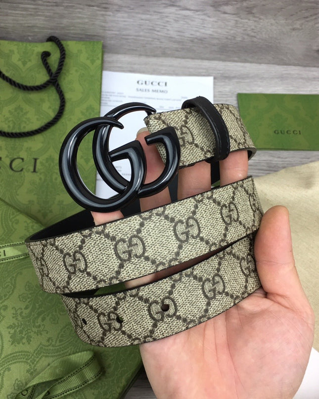 Gucci Marmont Thin Belt 414516 – Black Monogram Buckle