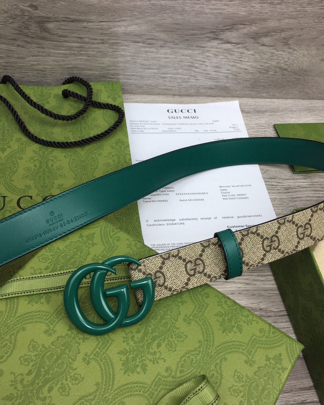 Gucci Marmont Thin Belt 414516 – Green Leather Buckle