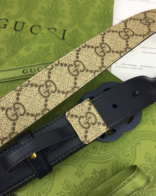 Gucci Marmont Thin Belt 414516 – Navy Blue Leather & Buckle