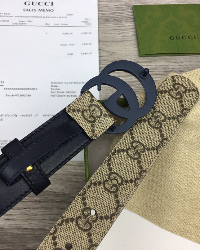 Gucci Marmont Thin Belt 414516 – Navy Blue Leather & Buckle