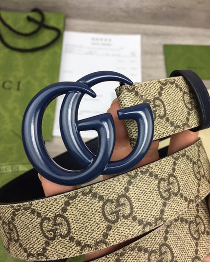 Gucci Marmont Thin Belt 414516 – Navy Blue Leather & Buckle