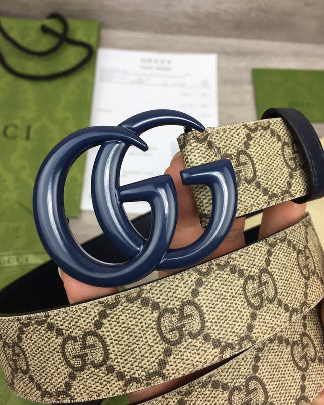 Gucci Marmont Thin Belt 414516 – Navy Blue Leather & Buckle