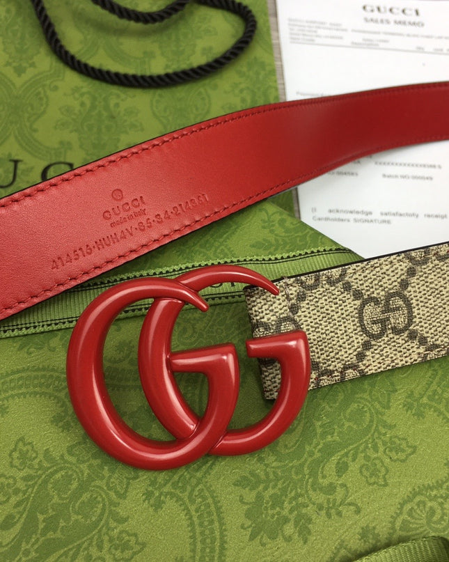 Gucci Marmont Thin Belt 414516 – Red Leather & Buckle