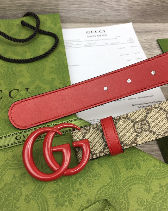 Gucci Marmont Thin Belt 414516 – Red Leather & Buckle