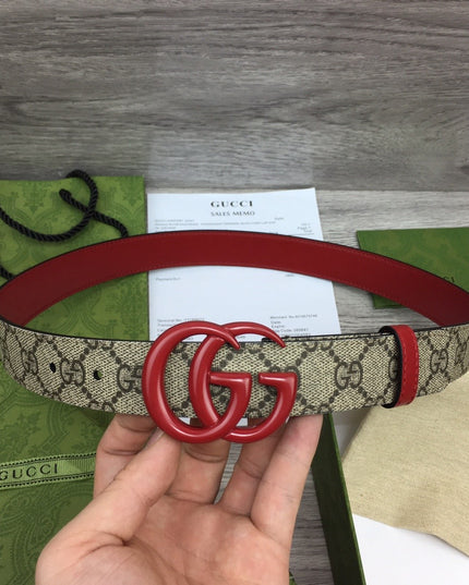Gucci Marmont Thin Belt 414516 – Red Leather & Buckle