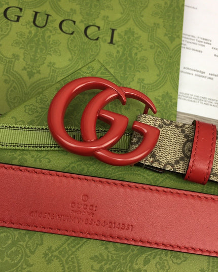 Gucci Marmont Thin Belt 414516 – Red Leather & Buckle