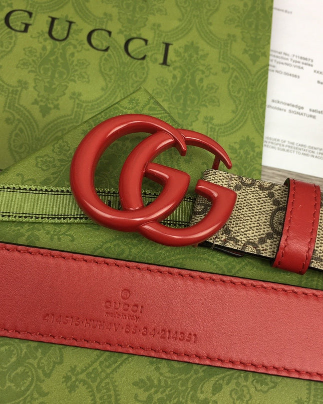 Gucci Marmont Thin Belt 414516 – Red Leather & Buckle