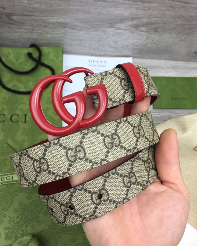 Gucci Marmont Thin Belt 414516 – Red Leather & Buckle
